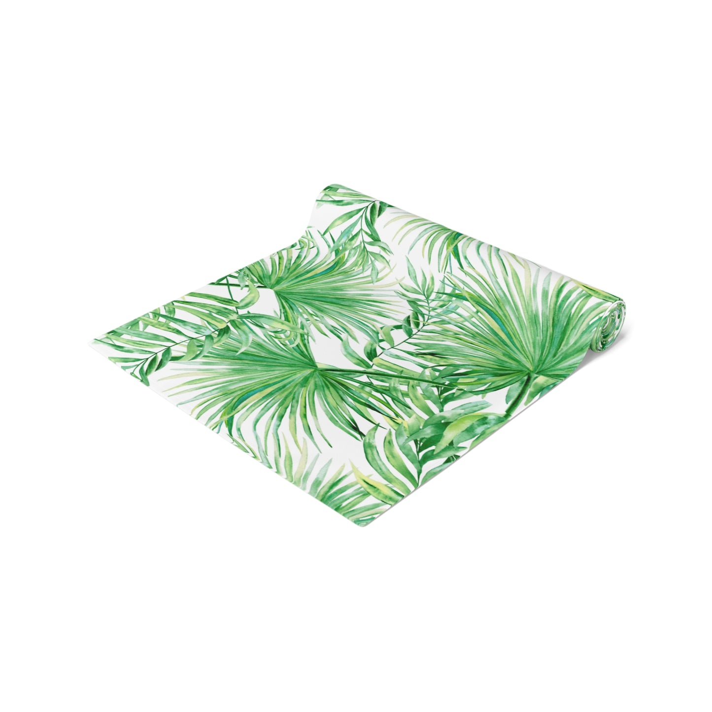 Tropical Palm Table Runner — Green Leaf Botanical Dining Decor