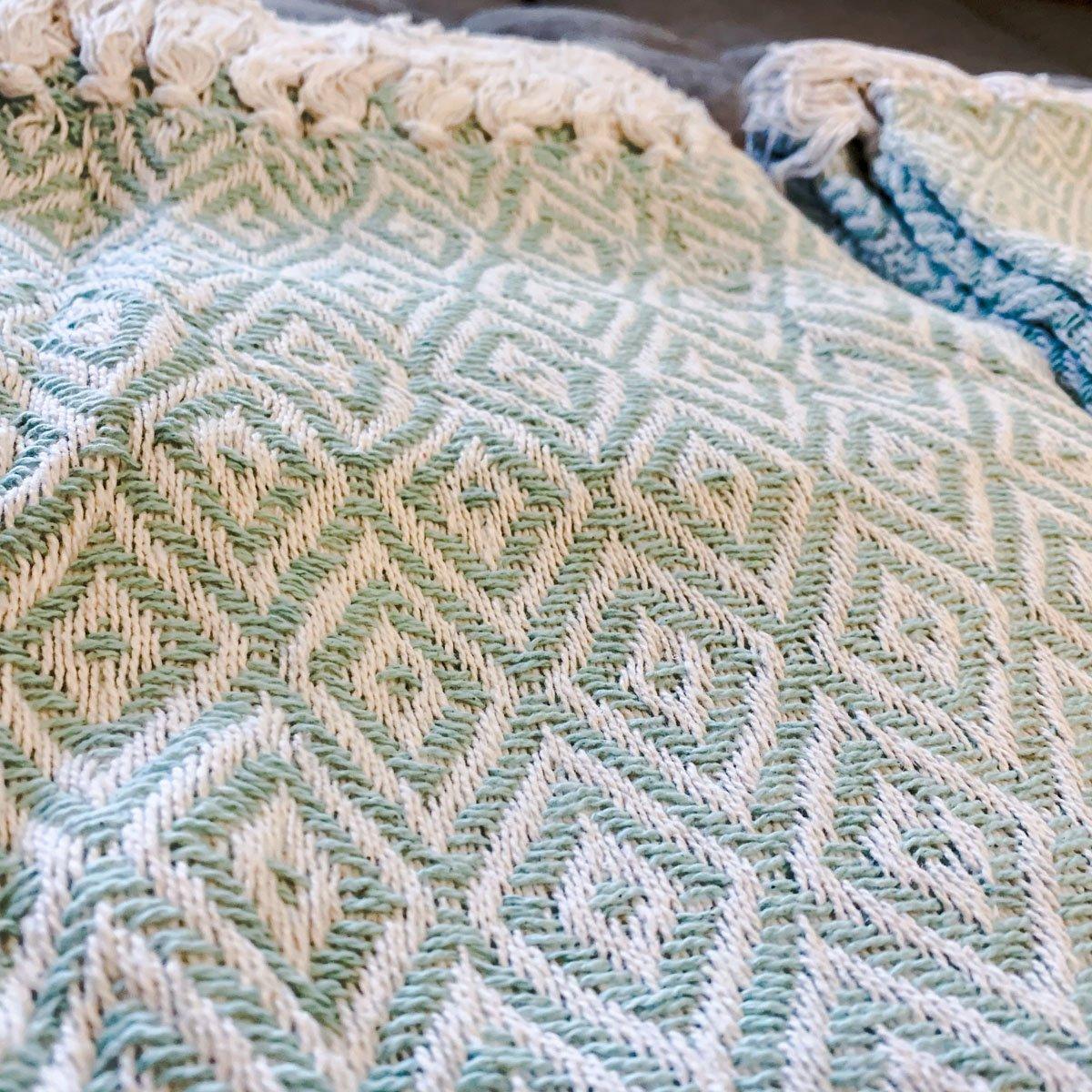 Seafoam Green Coastal Cotton Blanket