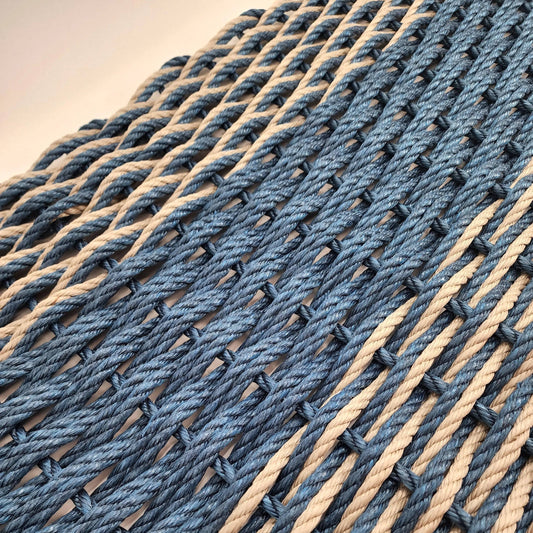 Large Navy Blue and Tan Lobster Rope Mat