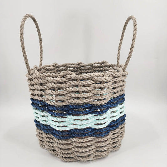 Authentic Maine Lobster Rope Storage Basket Tan and Seafoam, Accent color choice