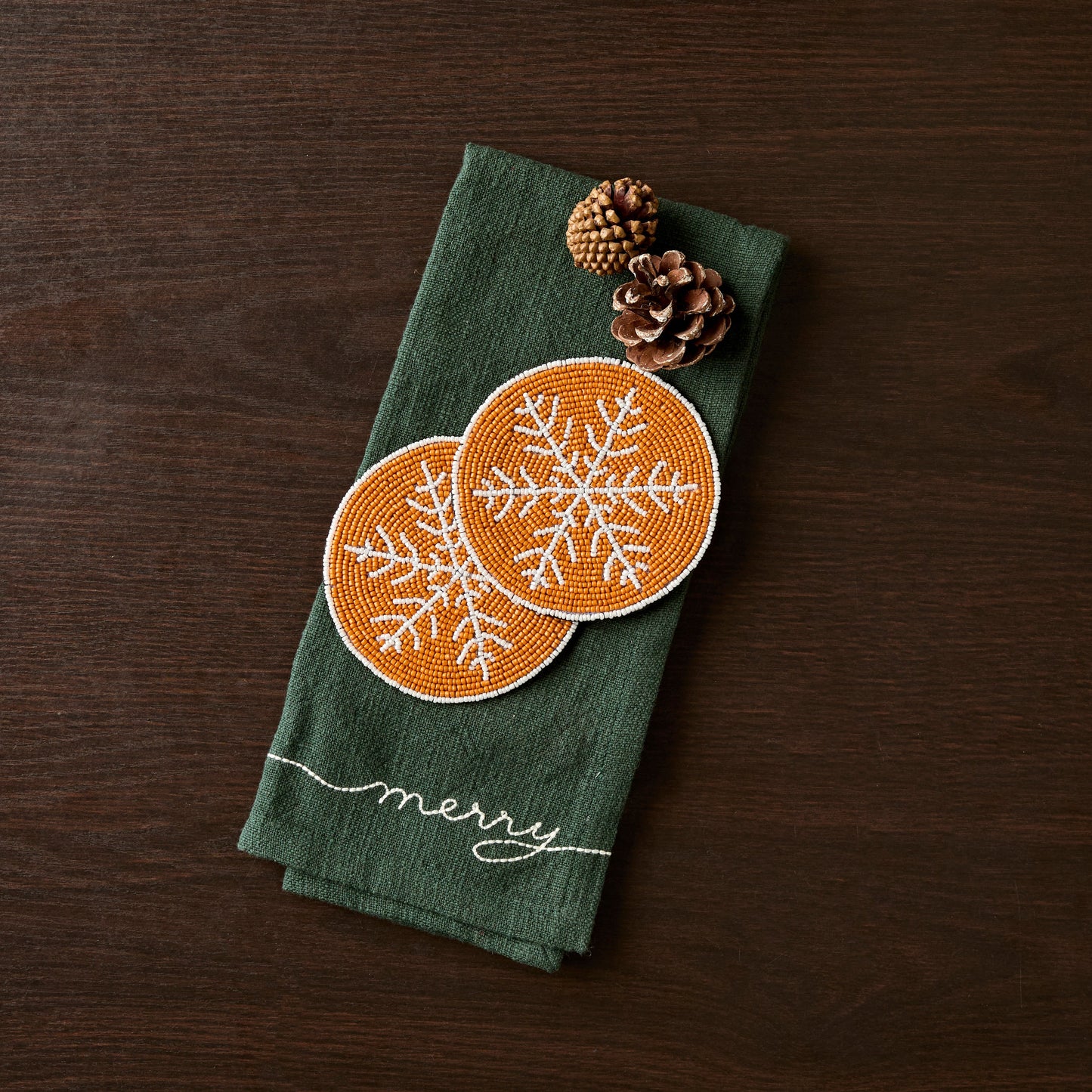 Handmade Beaded Holiday Coaster