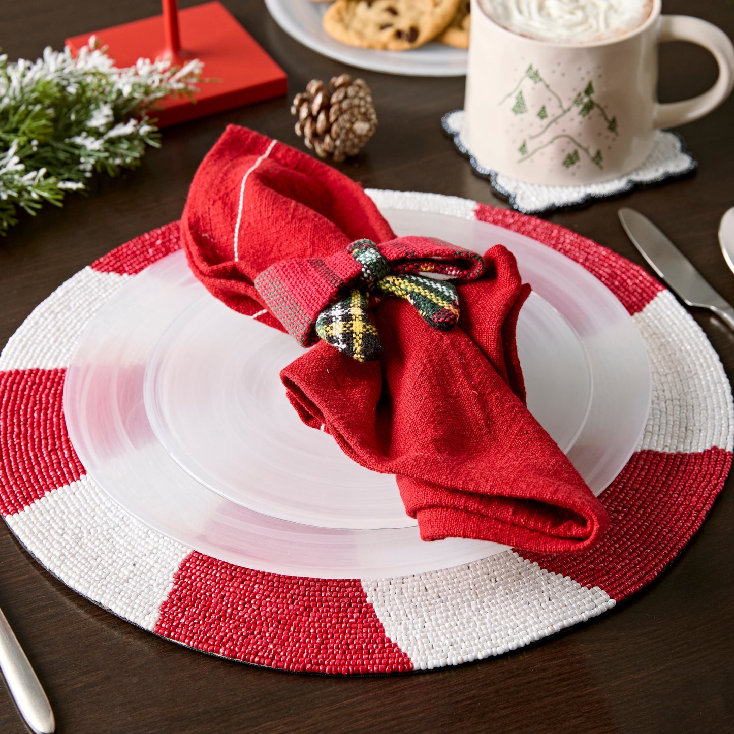 Handmade Beaded Candy Cane Placemat