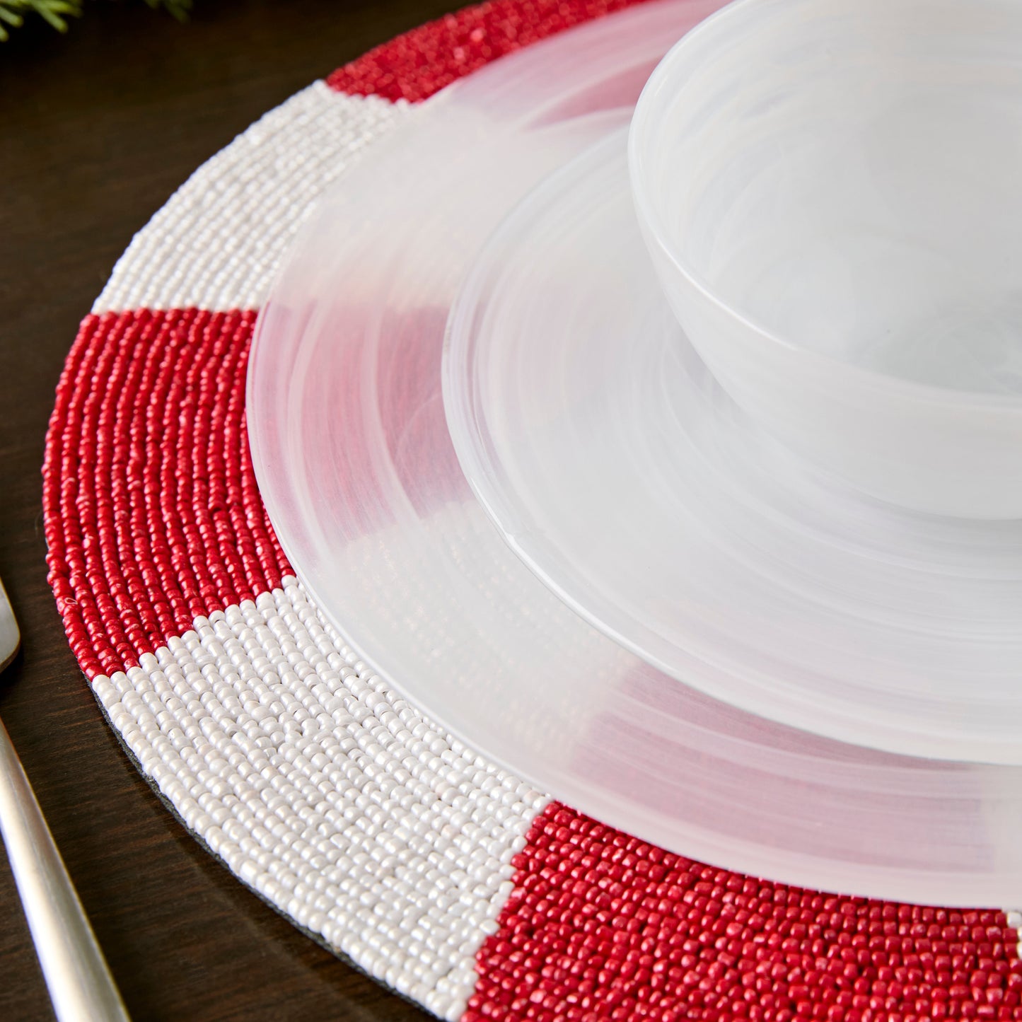 Handmade Beaded Candy Cane Placemat