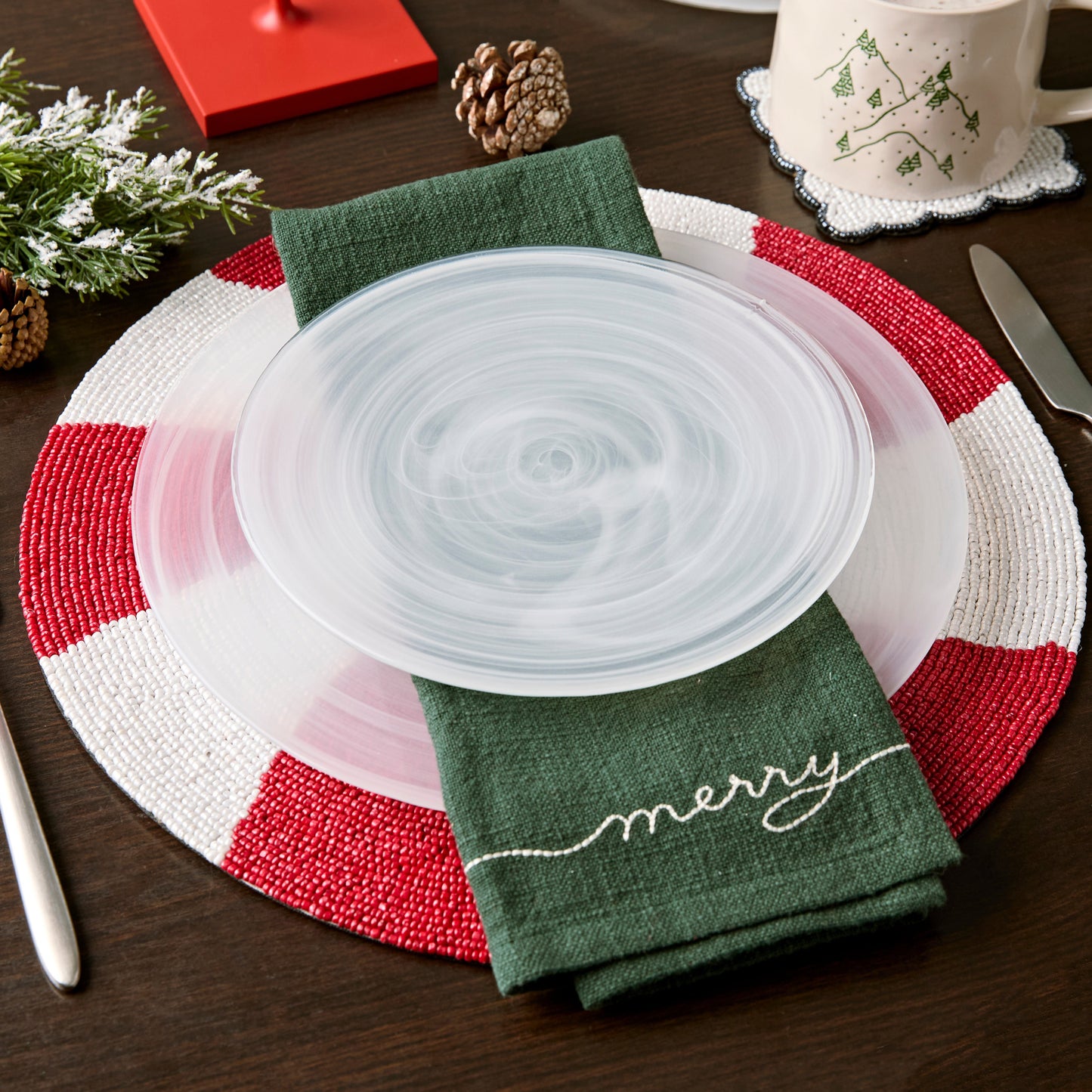 Handmade Beaded Candy Cane Placemat