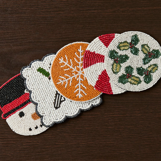 Handmade Beaded Holiday Coaster