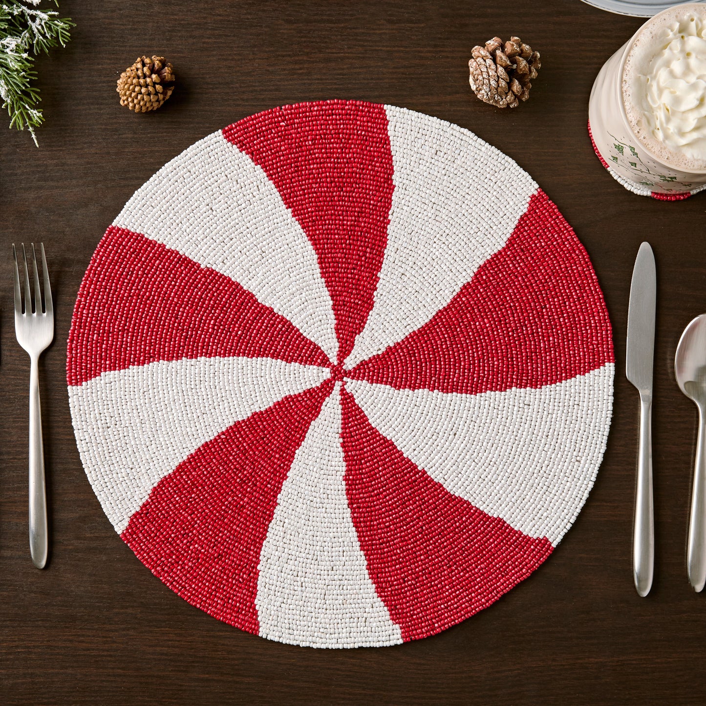 Handmade Beaded Candy Cane Placemat