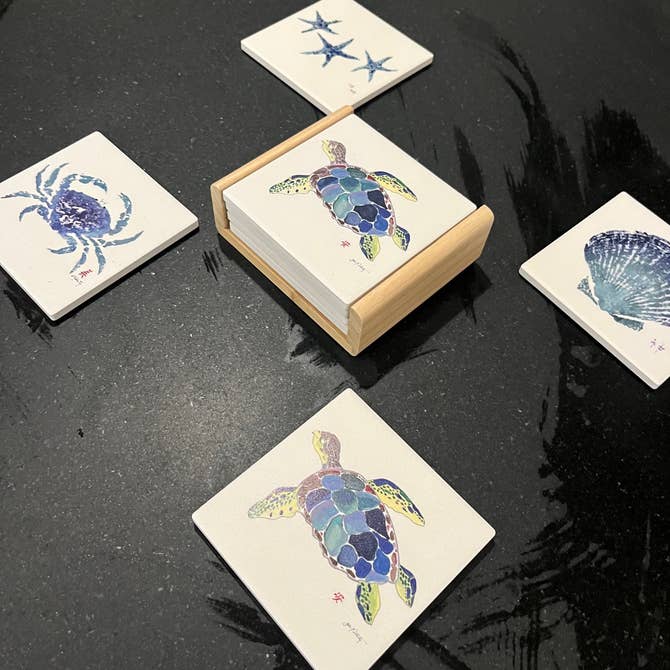 Shell Coaster Set (4x4) – Coastal Drink Protectors & Table Accents