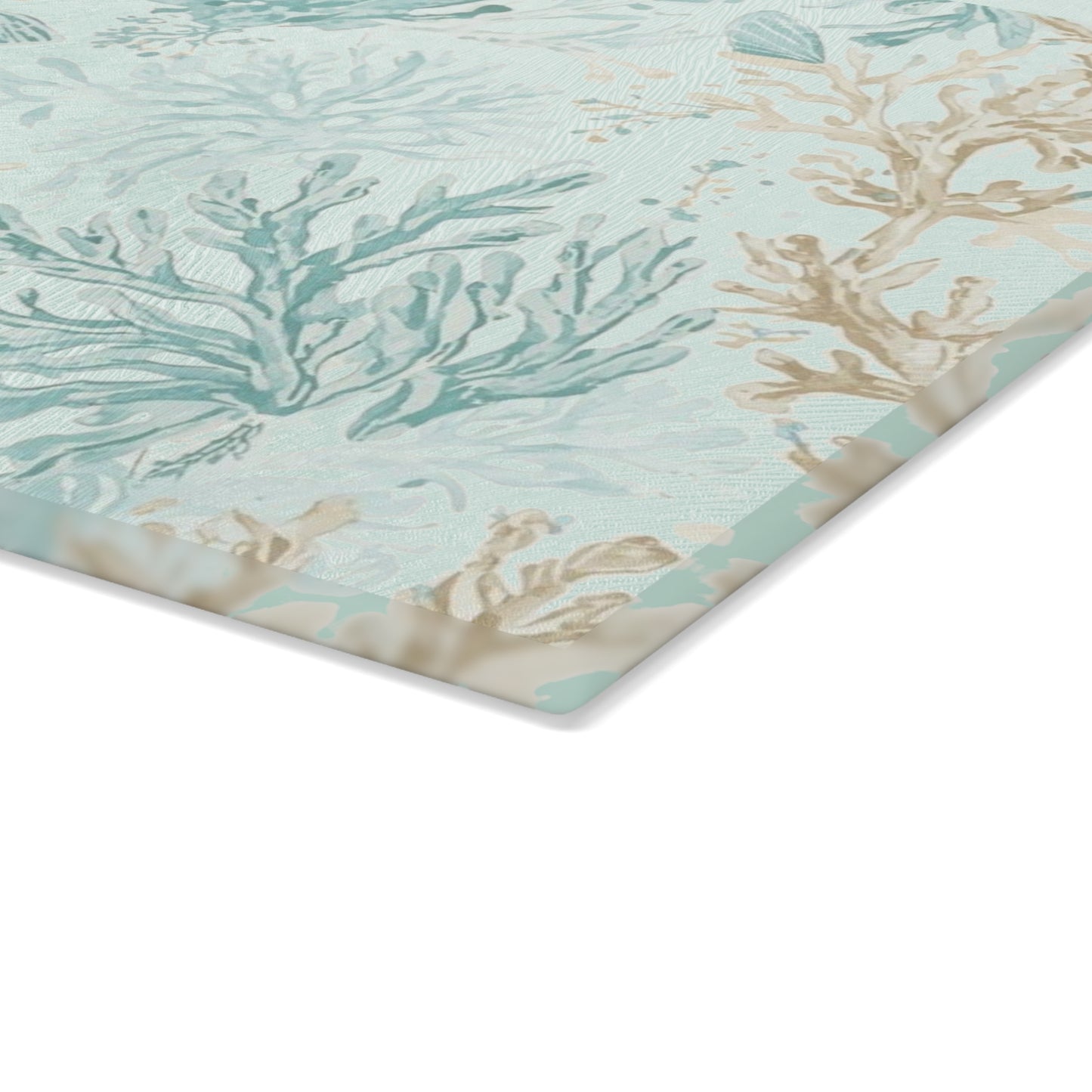 Glass Cutting Board — Coastal Seaweed Pattern Tempered-Glass Chopping Board