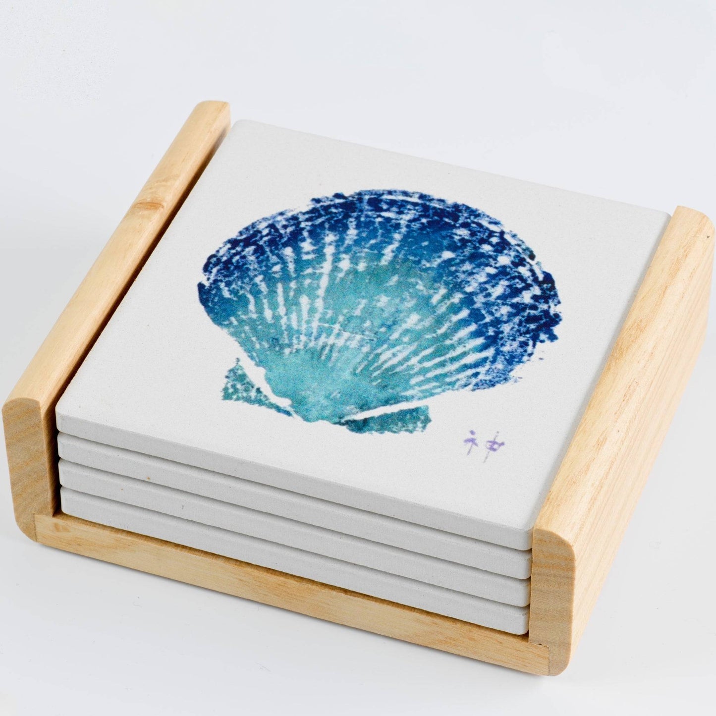 Shell Coaster Set (4x4) – Coastal Drink Protectors & Table Accents