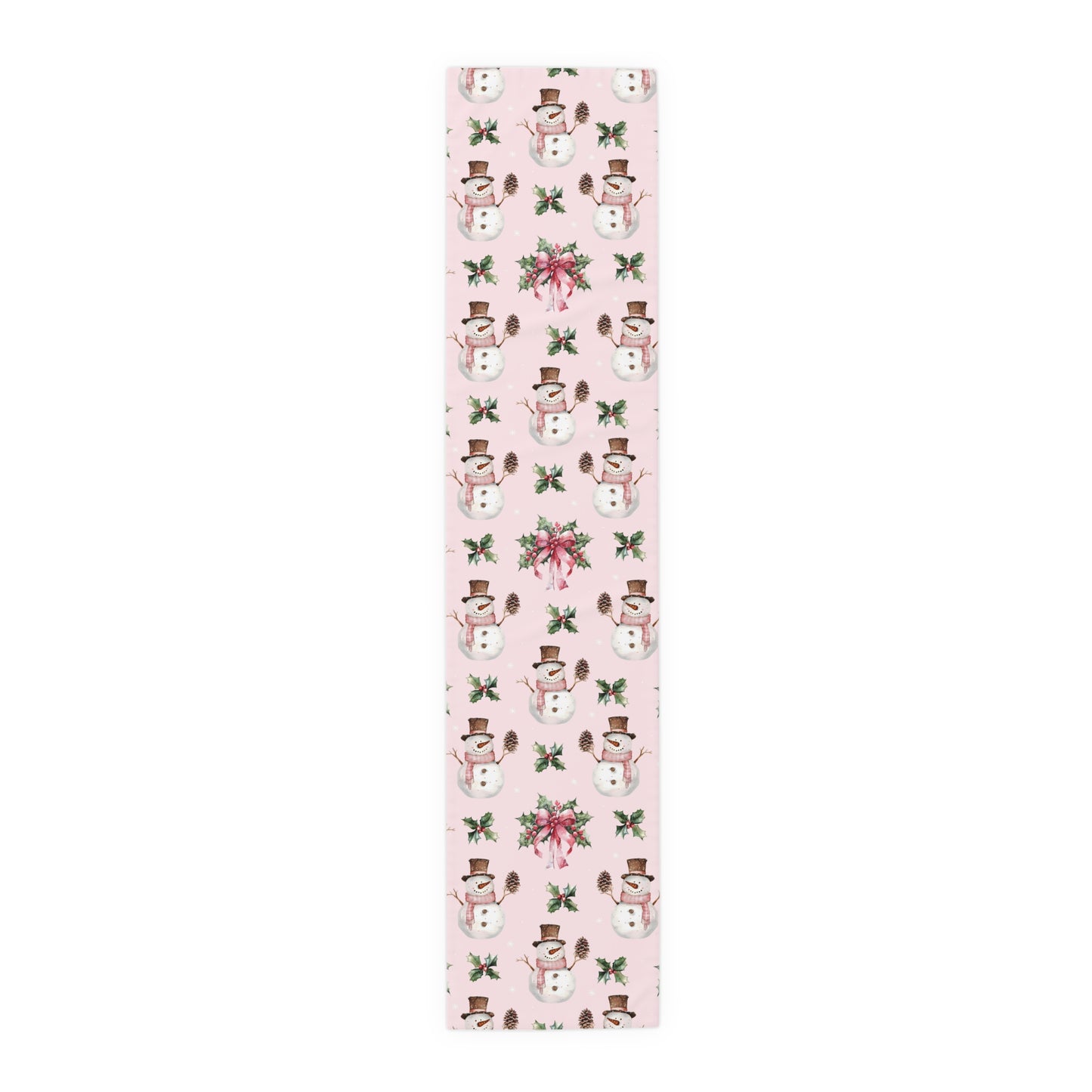 Pink Snowman Table Runner