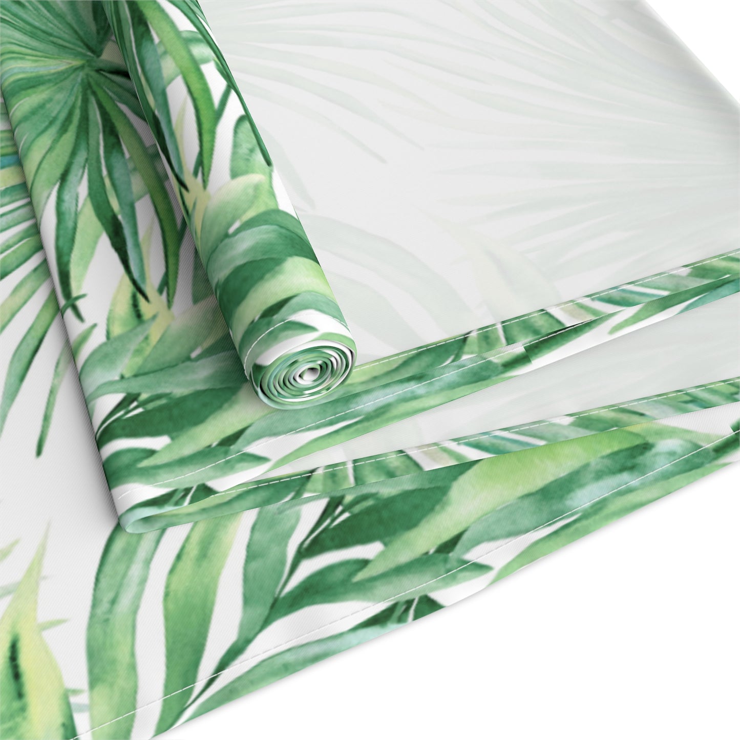 Tropical Palm Table Runner — Green Leaf Botanical Dining Decor