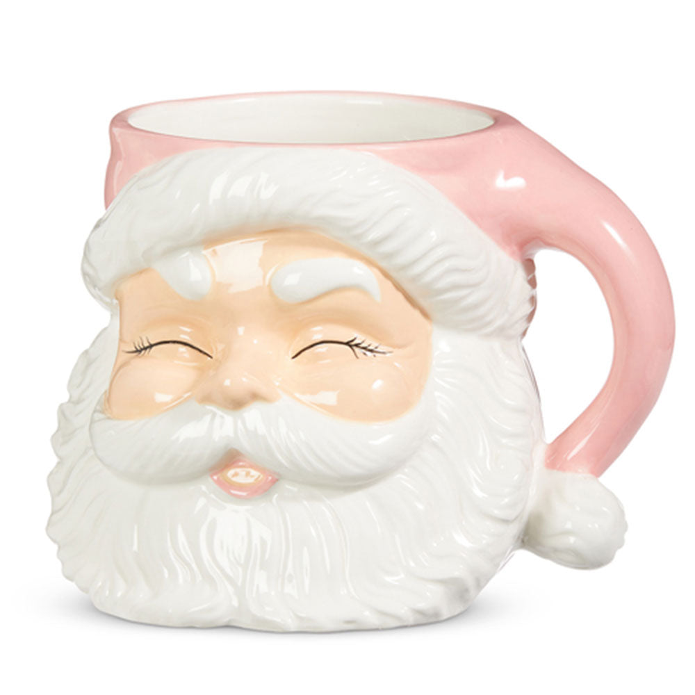 Large Pink Ceramic Santa Mug