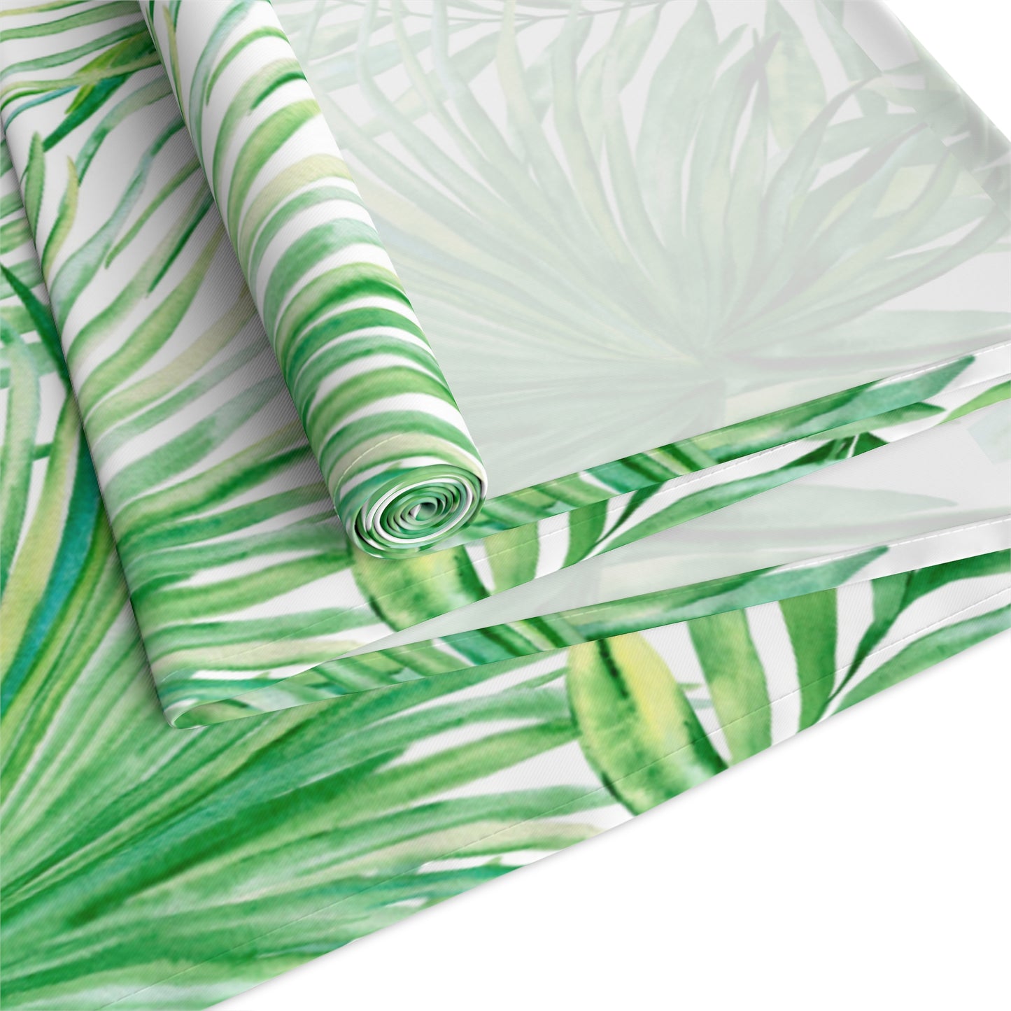Tropical Palm Table Runner — Green Leaf Botanical Dining Decor