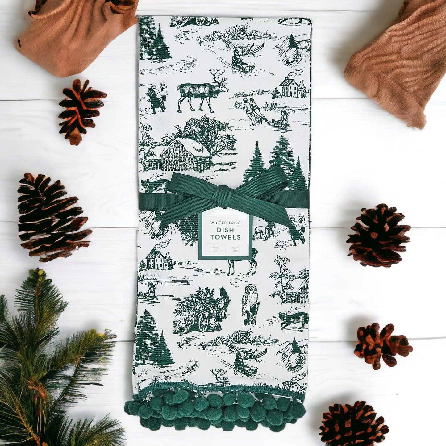Forest Green Christmas Dish Towels – Set of 2