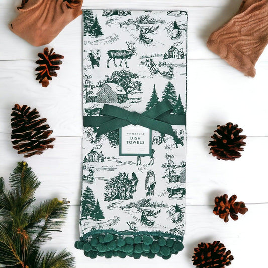 Forest Green Christmas Dish Towels – Set of 2
