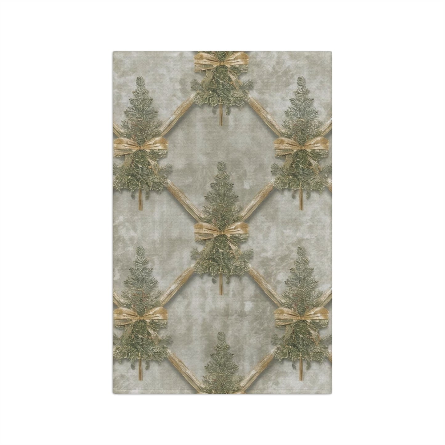 Festive Microfiber Tea Towel with Pine Tree Design