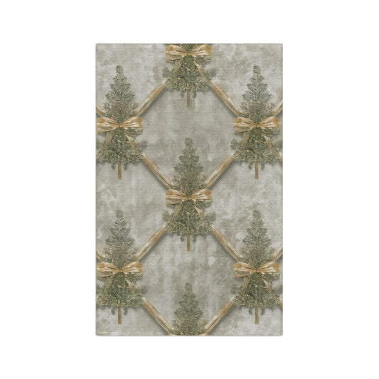 Festive Microfiber Tea Towel with Pine Tree Design