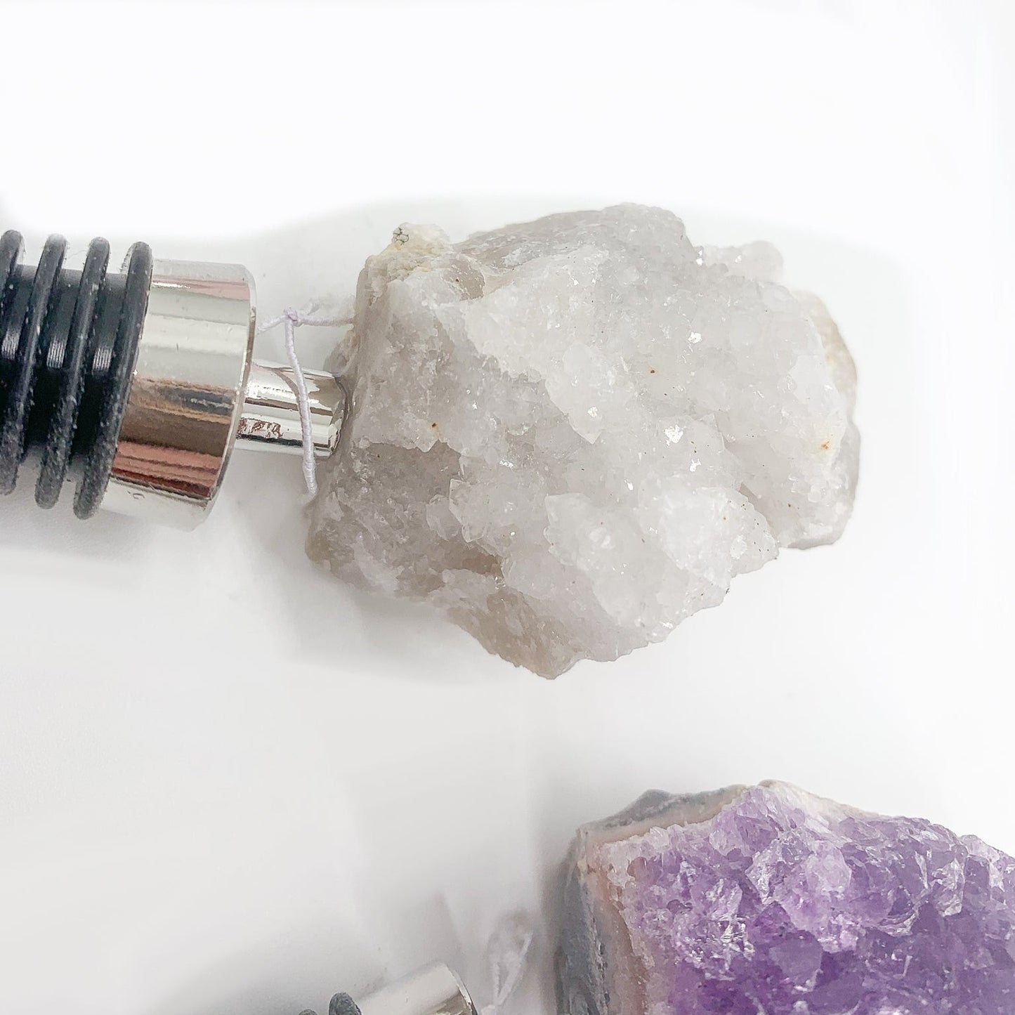 Natural Stone Wine Bottle Stopper - Amethyst, Geode, or Rose Quartz
