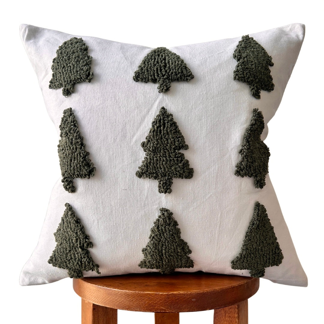 Tufted Christmas Tree Pillow Cover