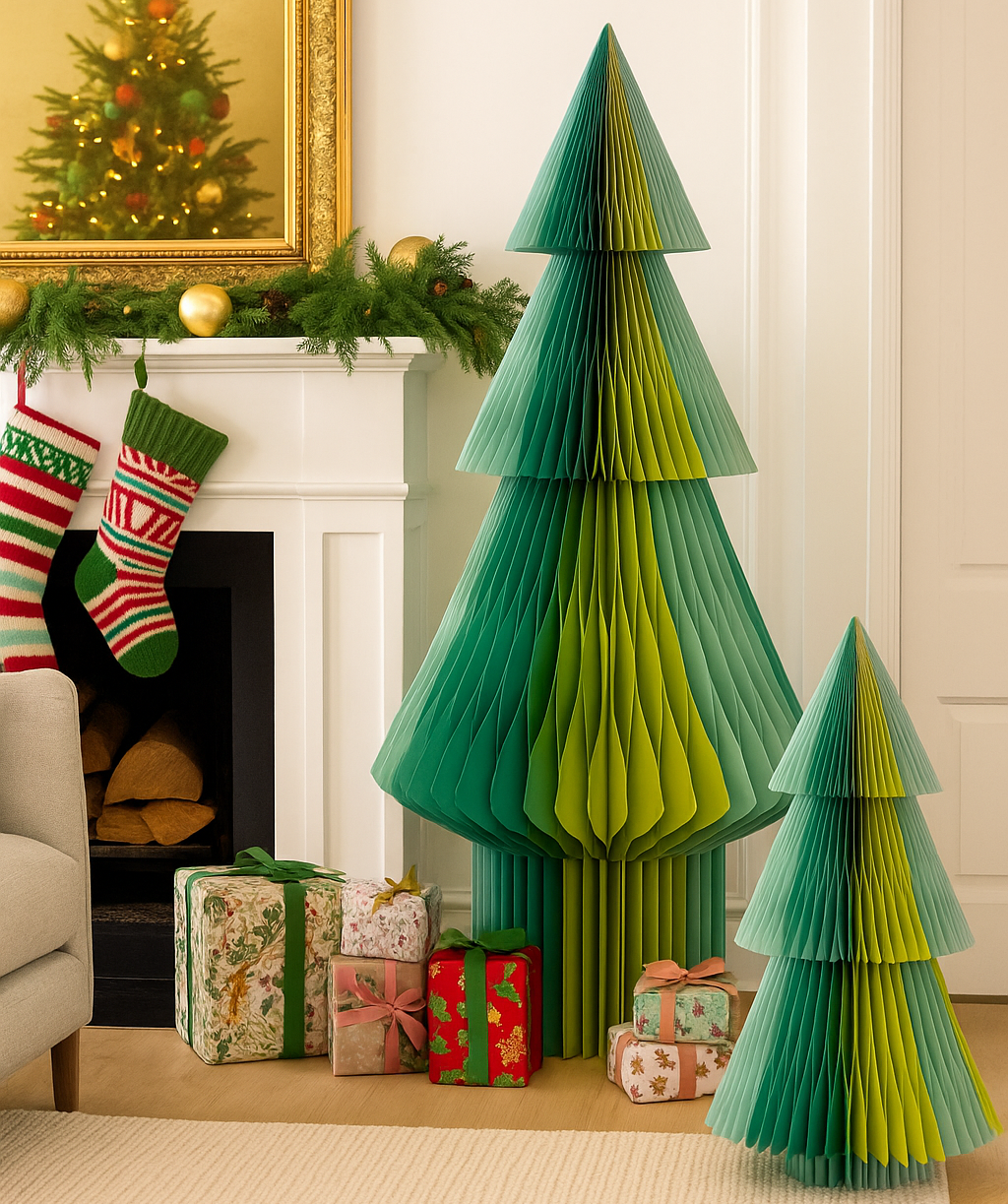 Jumbo Handmade Folding Honeycomb Paper Trees