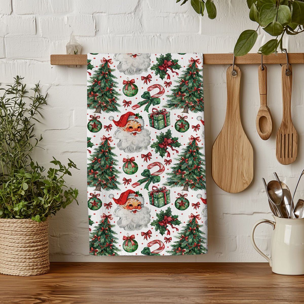 Vintage Santa Christmas Kitchen Towel
