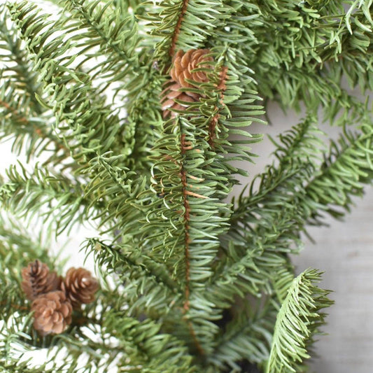 24" Faux Green Spruce Real Touch Wreath w/Faux Pinecones