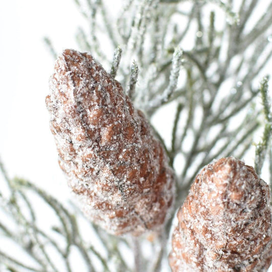 13" Faux Frosted Greenery with Faux Pinecones