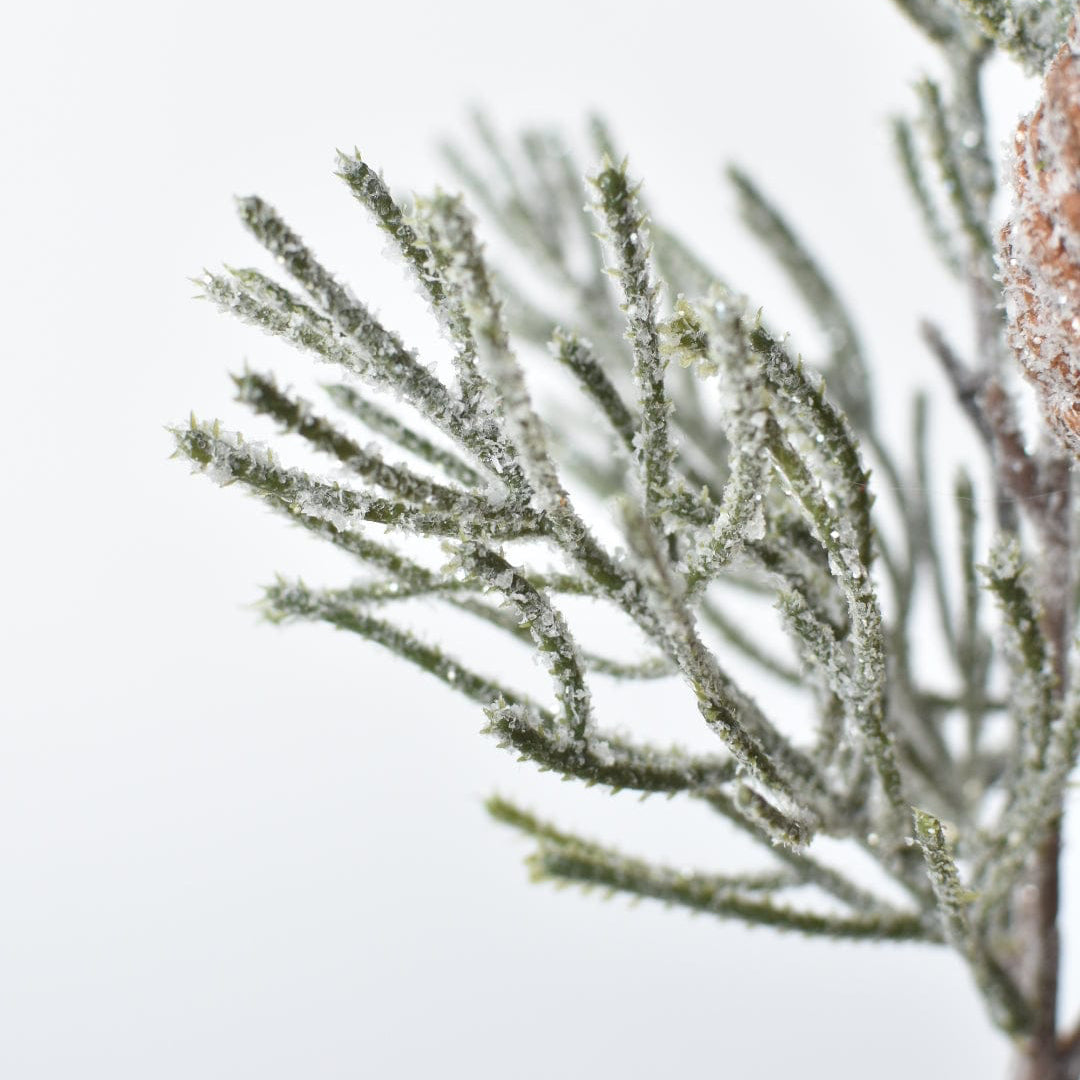 13" Faux Frosted Greenery with Faux Pinecones
