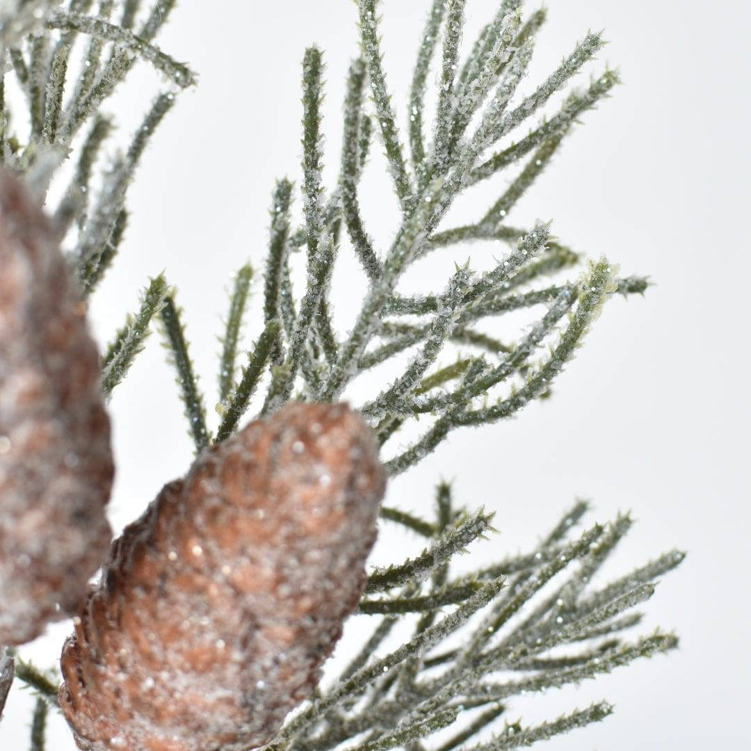 13" Faux Frosted Greenery with Faux Pinecones