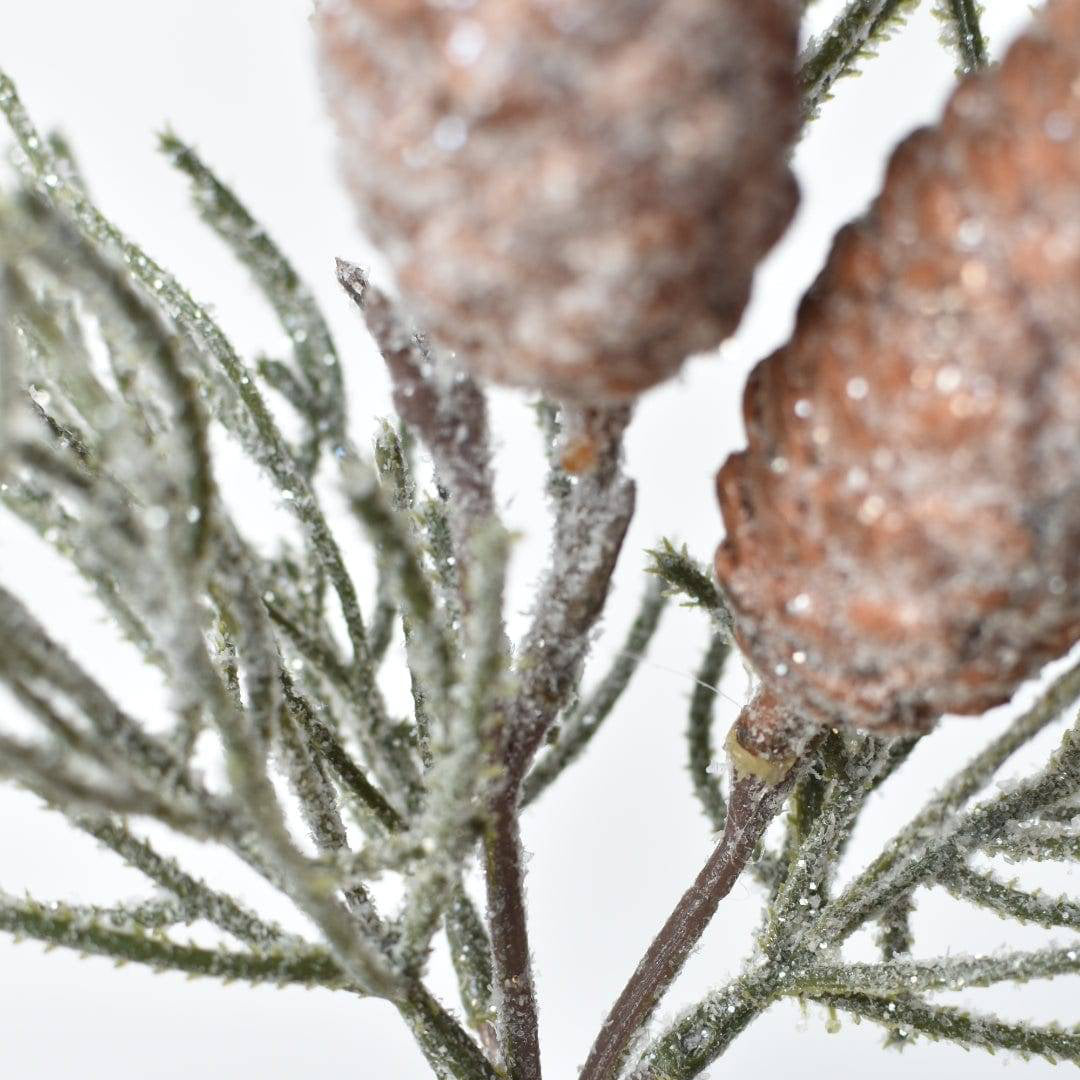 13" Faux Frosted Greenery with Faux Pinecones