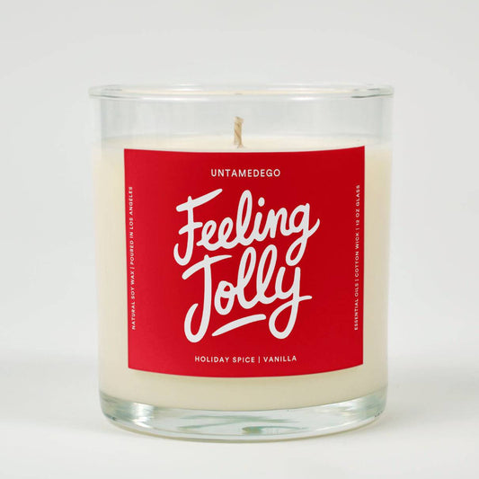 Feeling Jolly Christmas Glass Candle