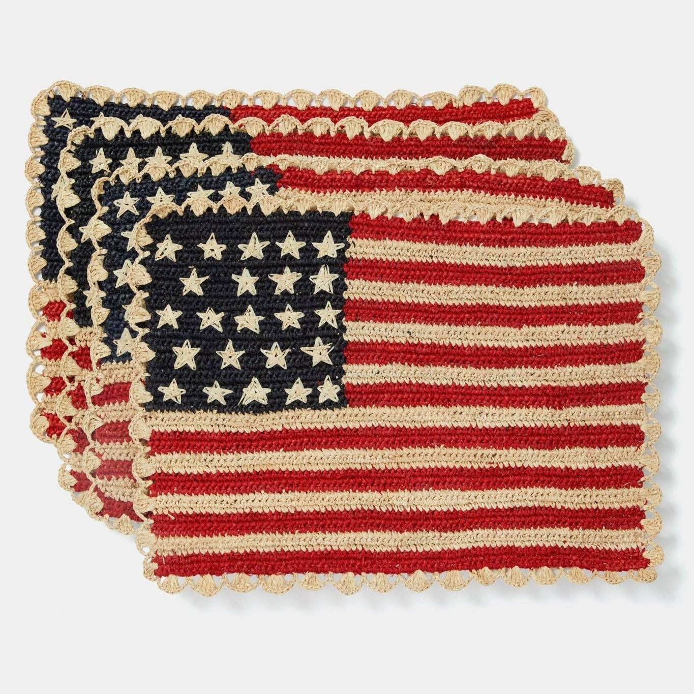Handcrafted Scalloped Americana Placemats-American Flag Design