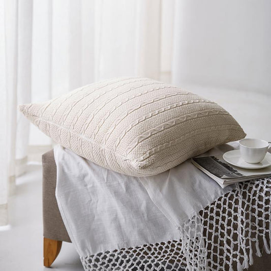 Cream Cable Knit Pillow Cover