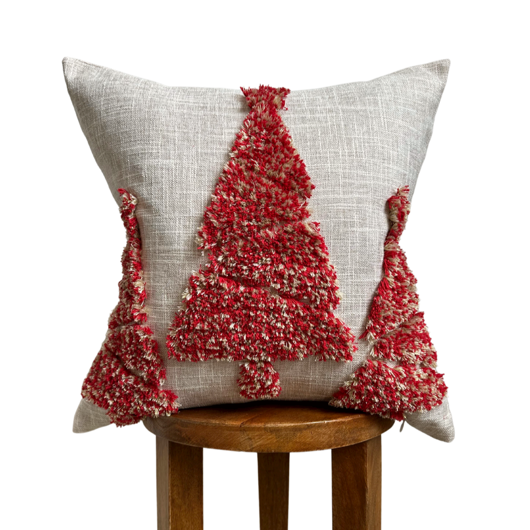 Red Christmas Tree Pillow Cover