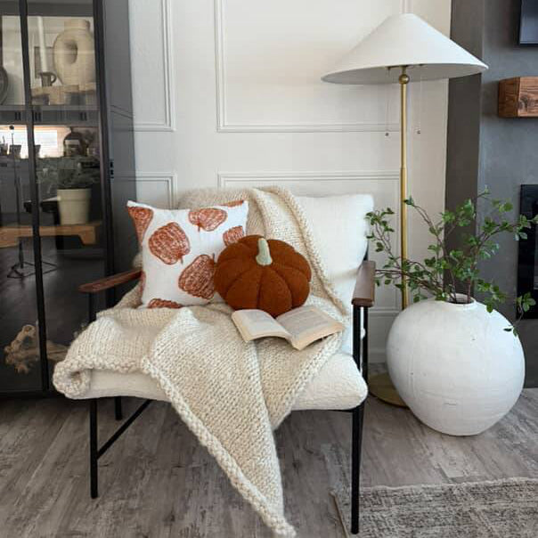 Jumbo Sherpa Orange Pumpkin Pillow