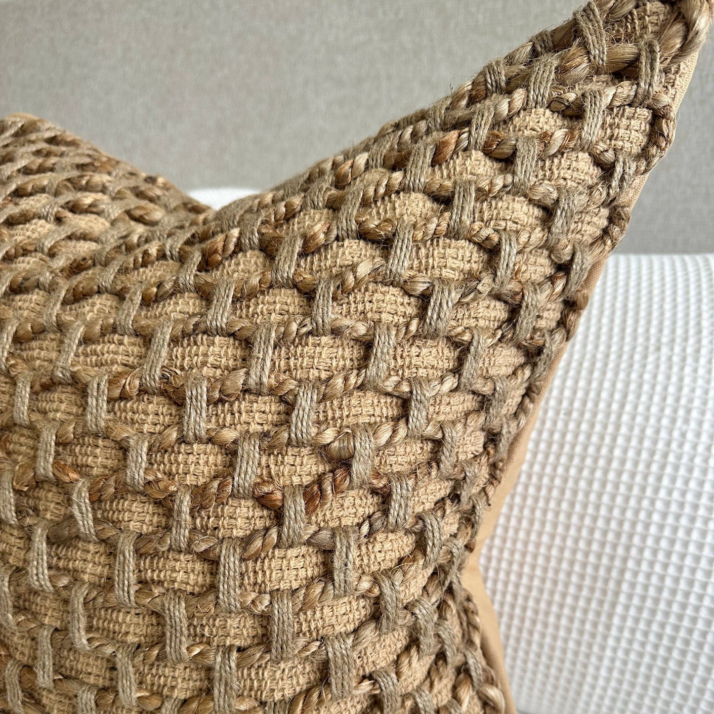 Braided Jute Coastal Boho 20” Pillow Cover