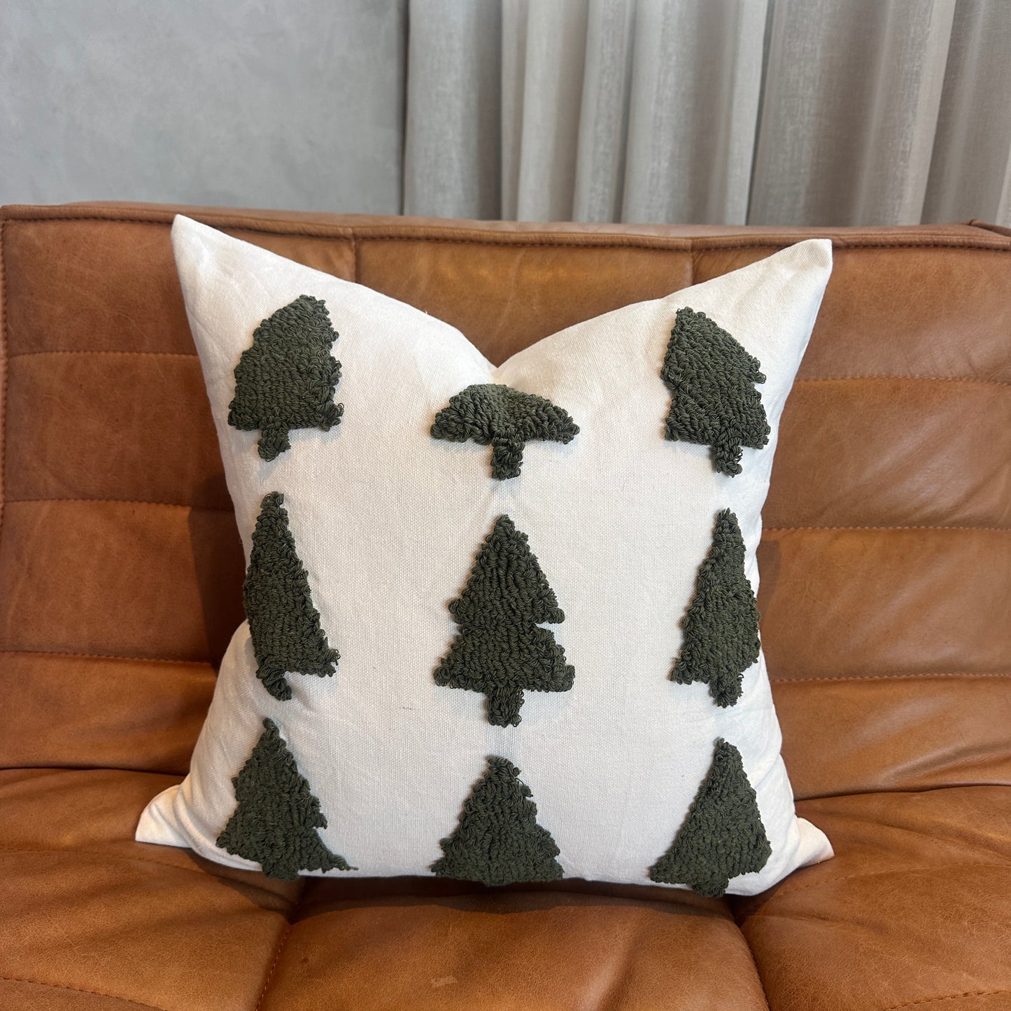 Tufted Christmas Tree Pillow Cover
