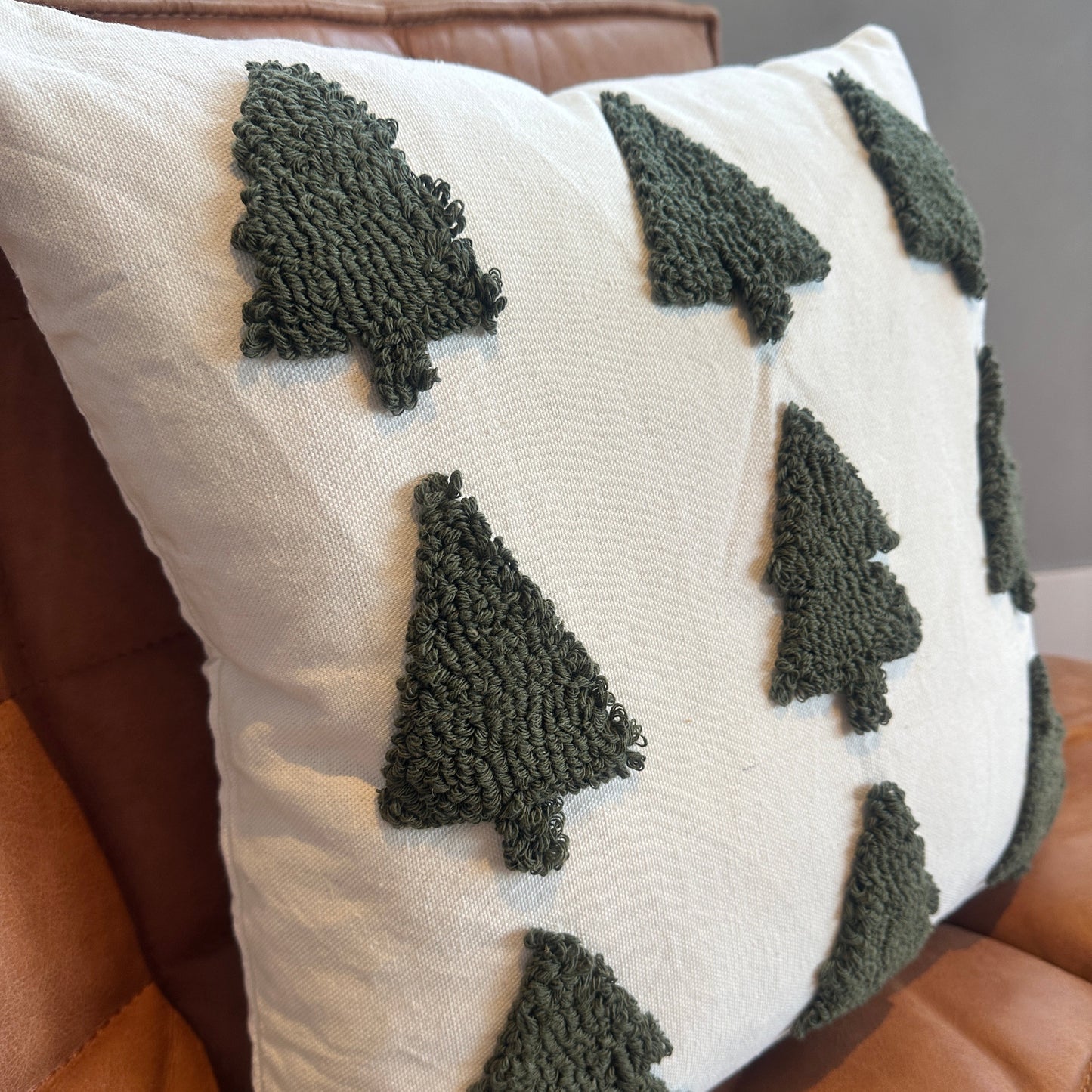 Tufted Christmas Tree Pillow Cover