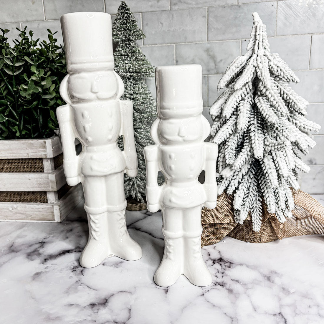 White Porcelain Nutcracker Duo