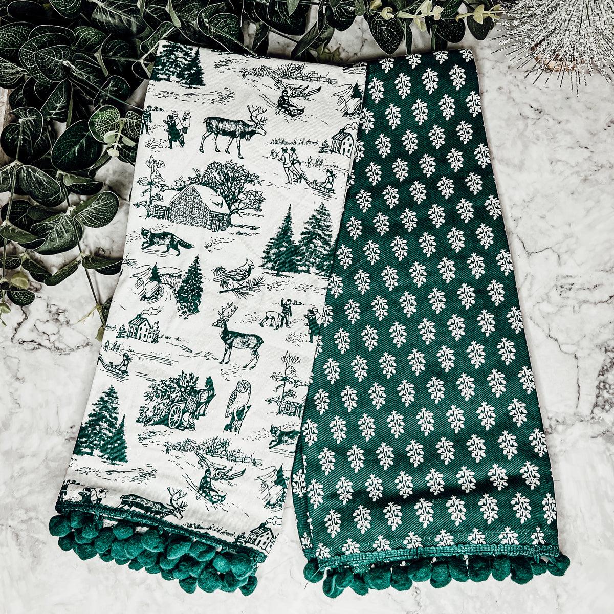 Forest Green Christmas Dish Towels – Set of 2