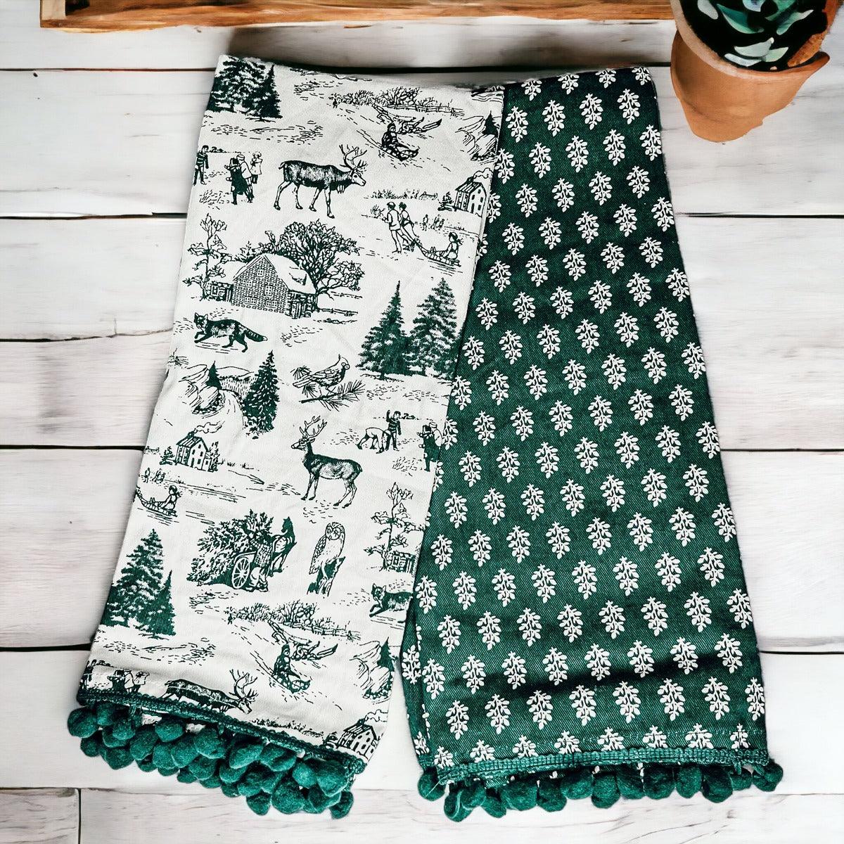 Forest Green Christmas Dish Towels – Set of 2