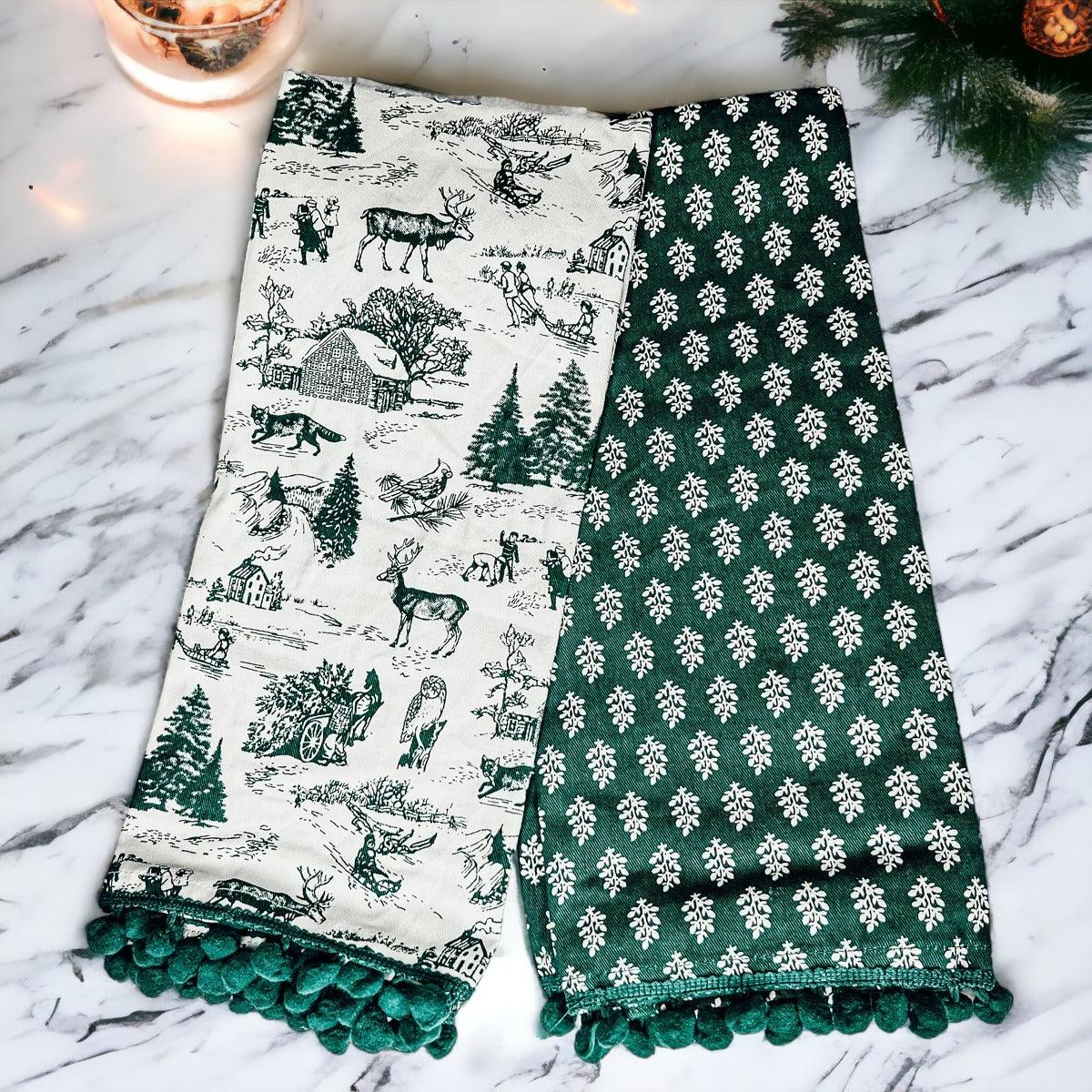 Forest Green Christmas Dish Towels – Set of 2