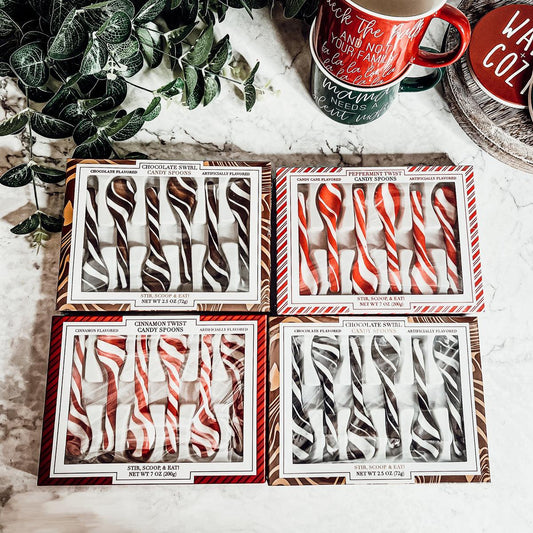 Edible Holiday Flavor Spoons – Peppermint, Cinnamon & Hot Cocoa Twist (6-Pack)