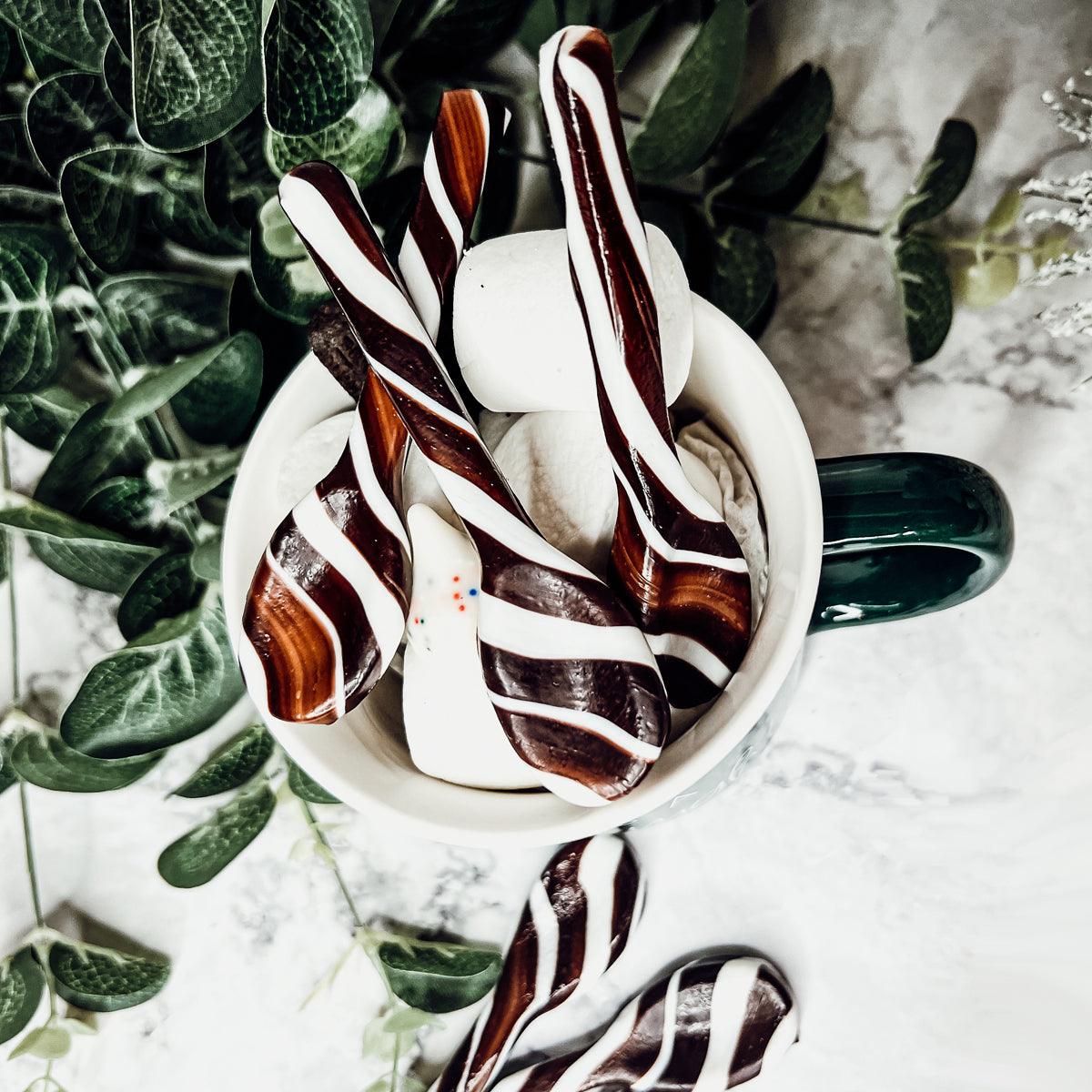 Edible Holiday Flavor Spoons – Peppermint, Cinnamon & Hot Cocoa Twist (6-Pack)