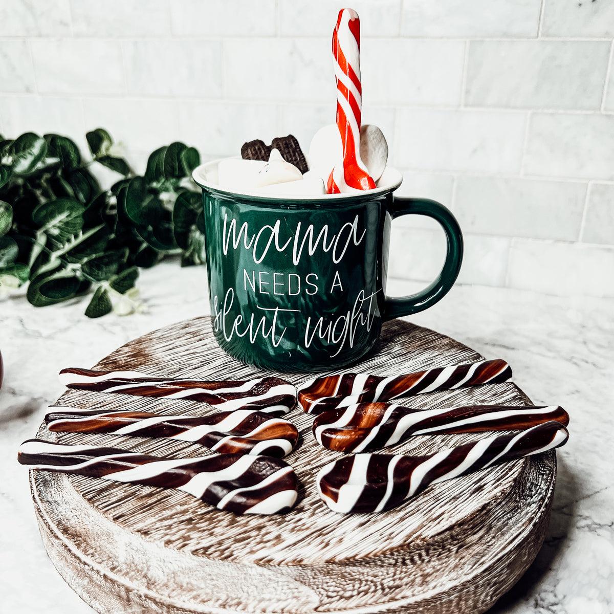 Edible Holiday Flavor Spoons – Peppermint, Cinnamon & Hot Cocoa Twist (6-Pack)