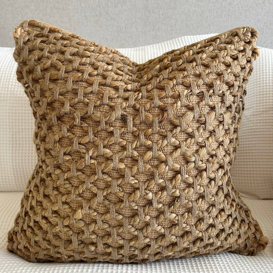 Braided Jute Coastal Boho 20” Pillow Cover
