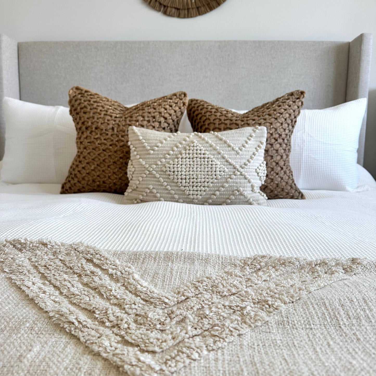 Braided Jute Coastal Boho 20” Pillow Cover