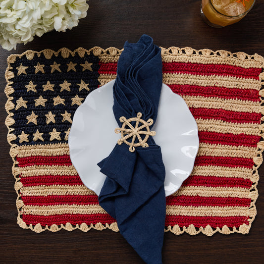 Handcrafted Scalloped Americana Placemats-American Flag Design