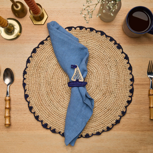 Handwoven Coastal Sailboat Napkin Ring