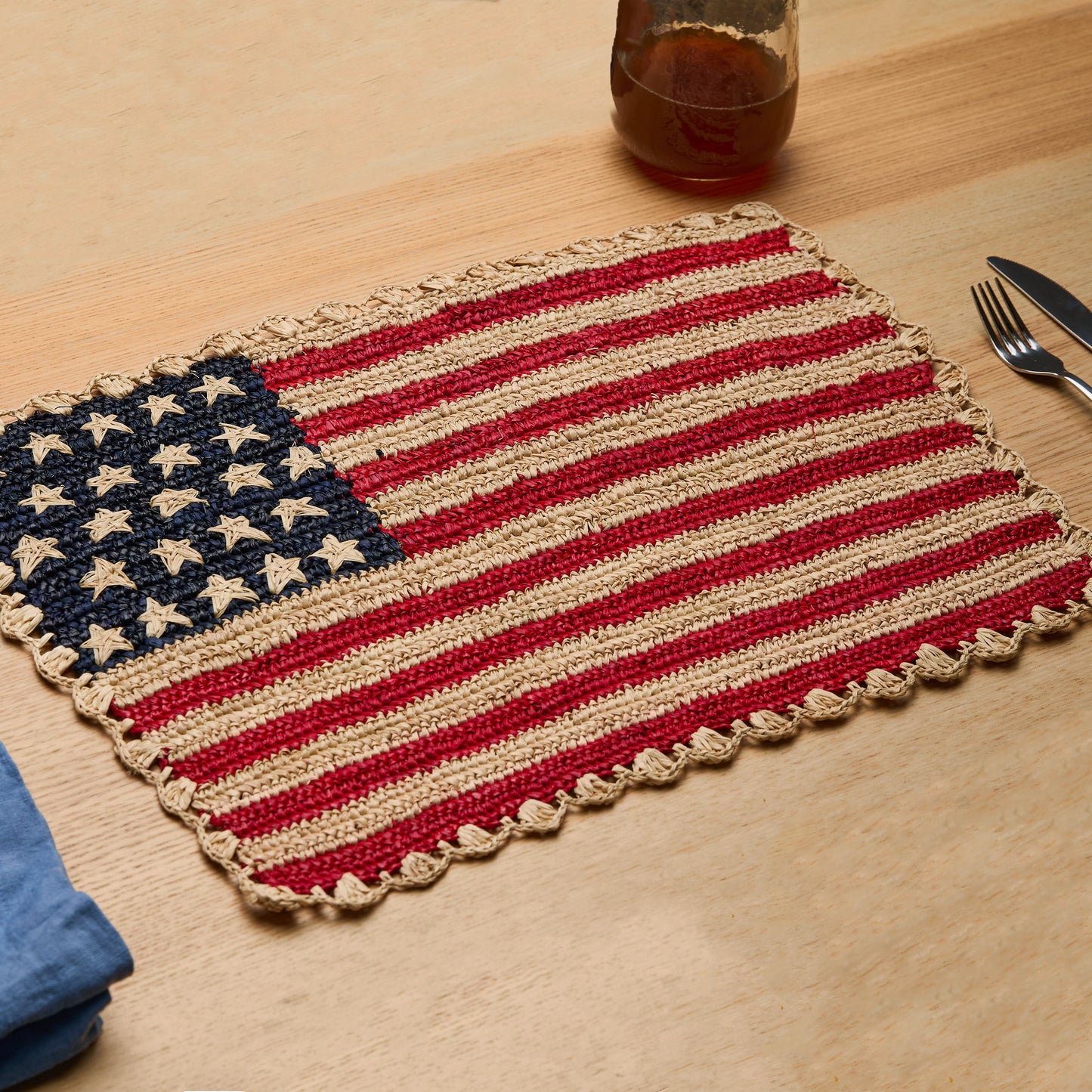 Handcrafted Scalloped Americana Placemats-American Flag Design